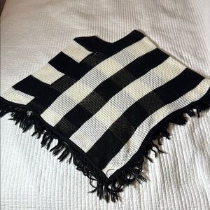 579 Striped Black and White Fringe  top cover  one size